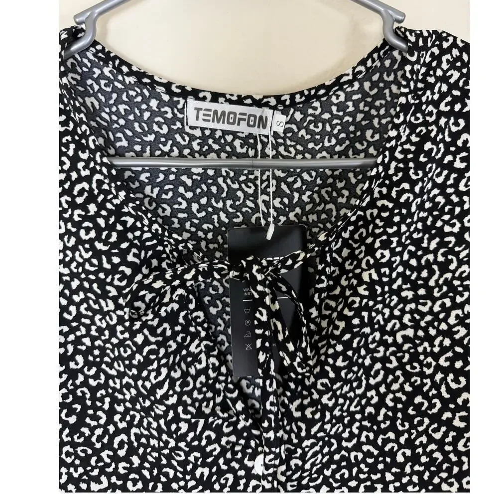 Temofon Black & White Tunic Dress - Size Small - NWT